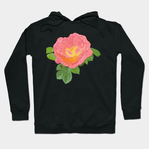 Pink Rose Botanical Drawing Hoodie by esslev